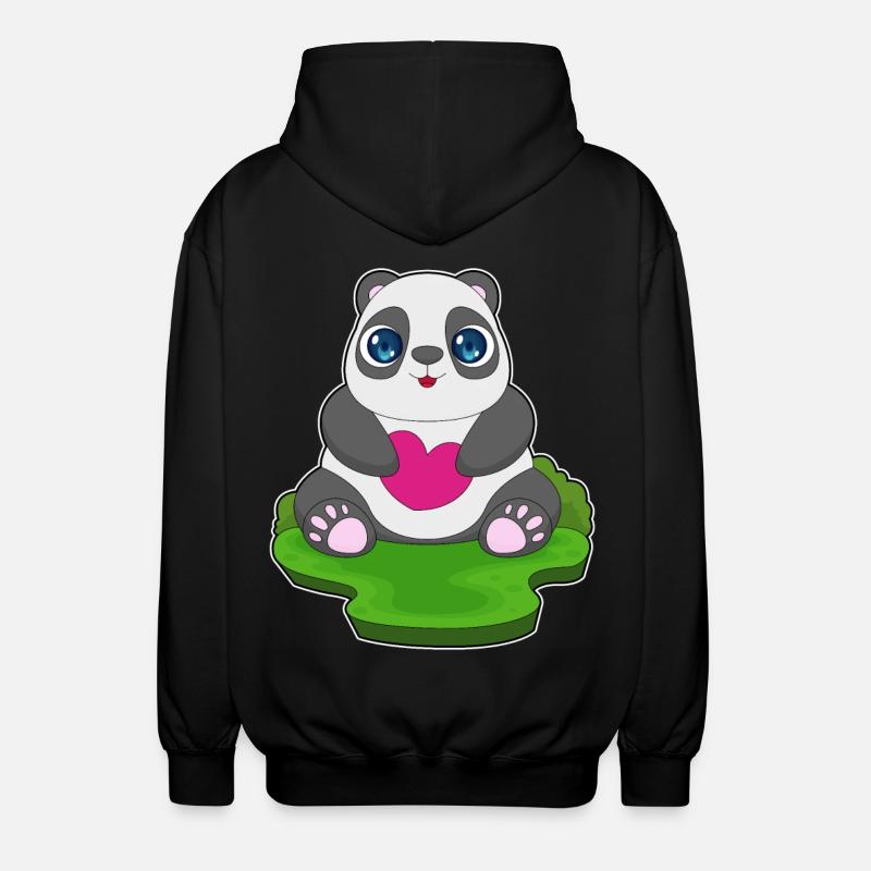 Cœur de panda - Veste à capuche unisexe - noir