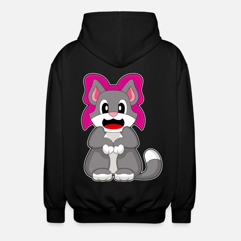 Cat Bow - Unisex Hooded Jacket - black