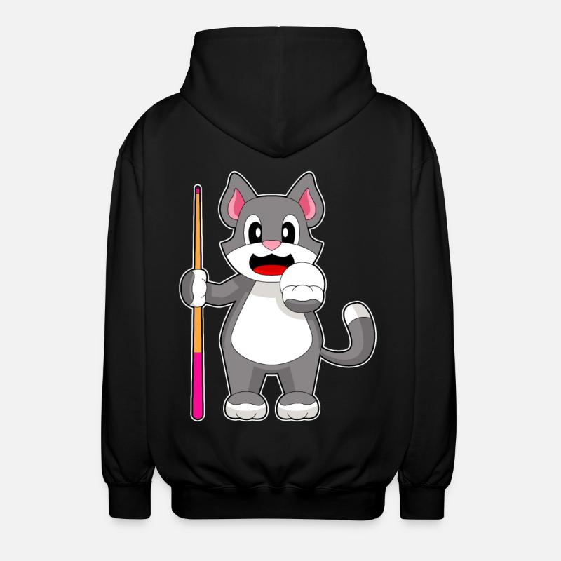 Katze Billiard Queue - Unisex Kapuzenjacke - Schwarz