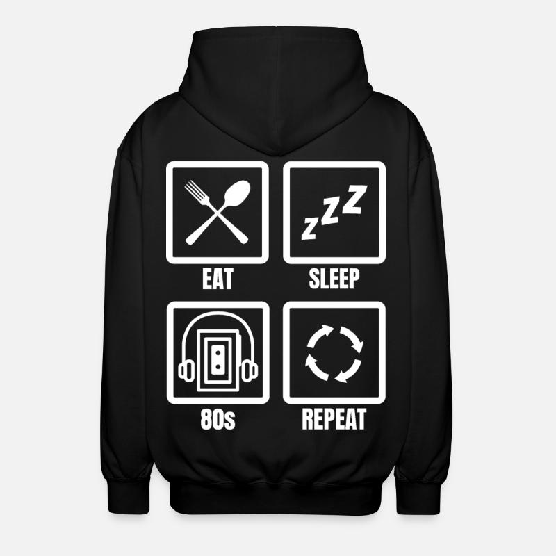 Eat Sleep 80s Repeat - Unisex Hooded Jacket - black