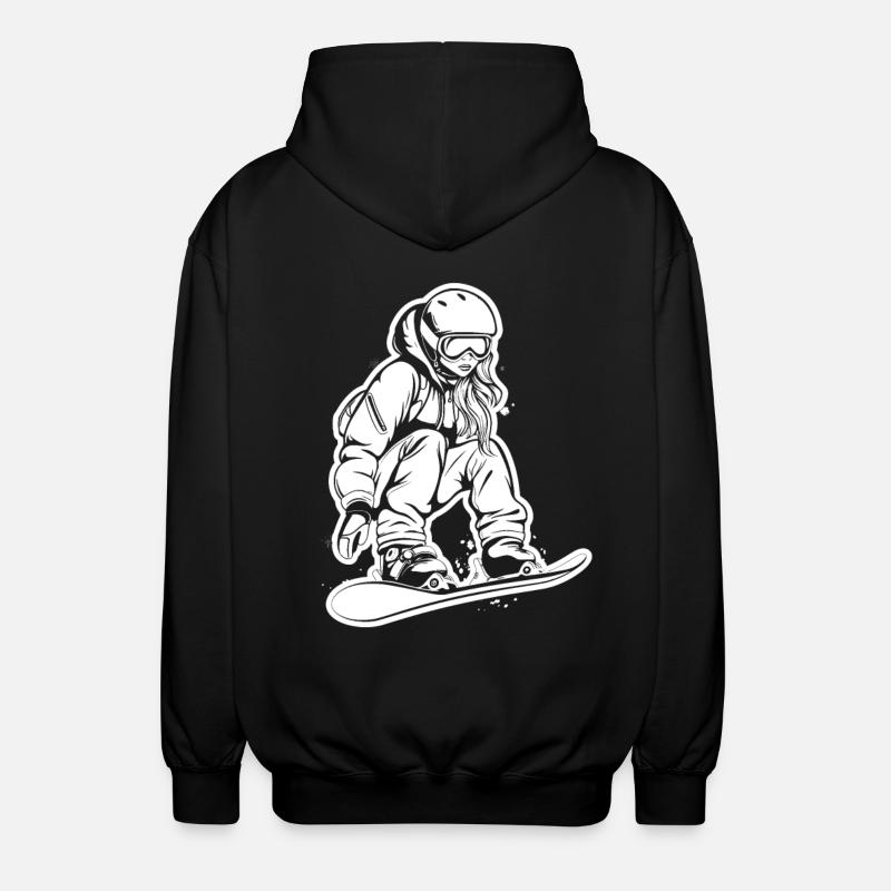 Dessin d’une snowboardeuse - Veste à capuche unisexe - noir