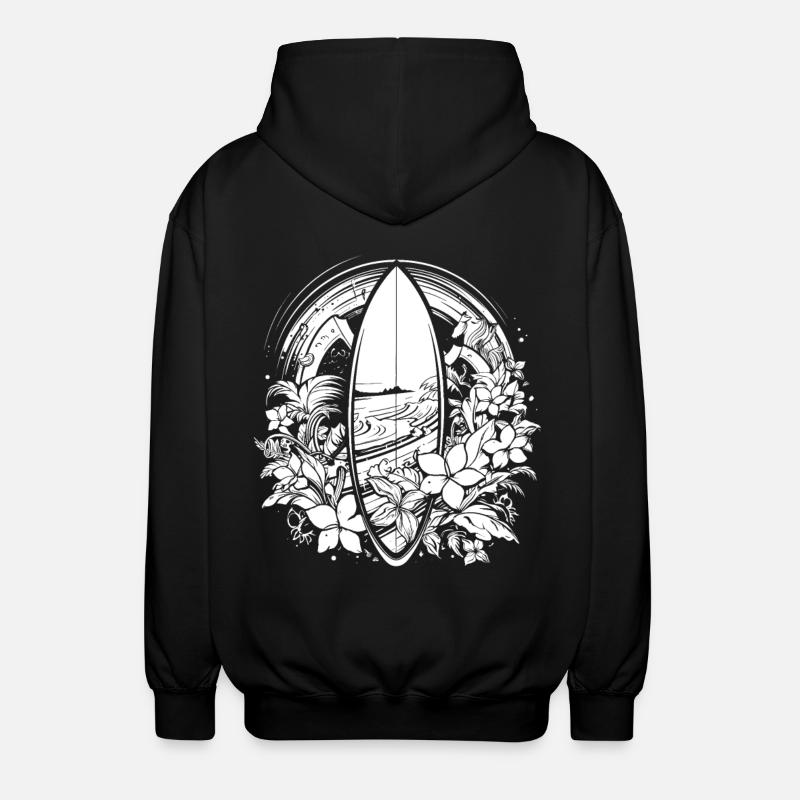 Planche de surf style bande dessinée - Veste à capuche unisexe - noir