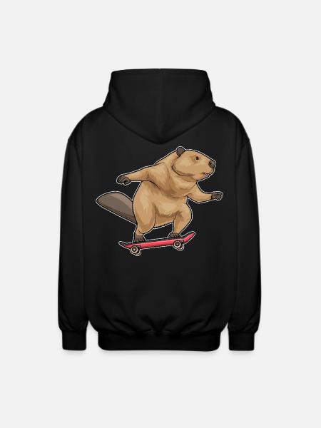 Beaver Skater Skateboard - Unisex Hooded Jacket - black