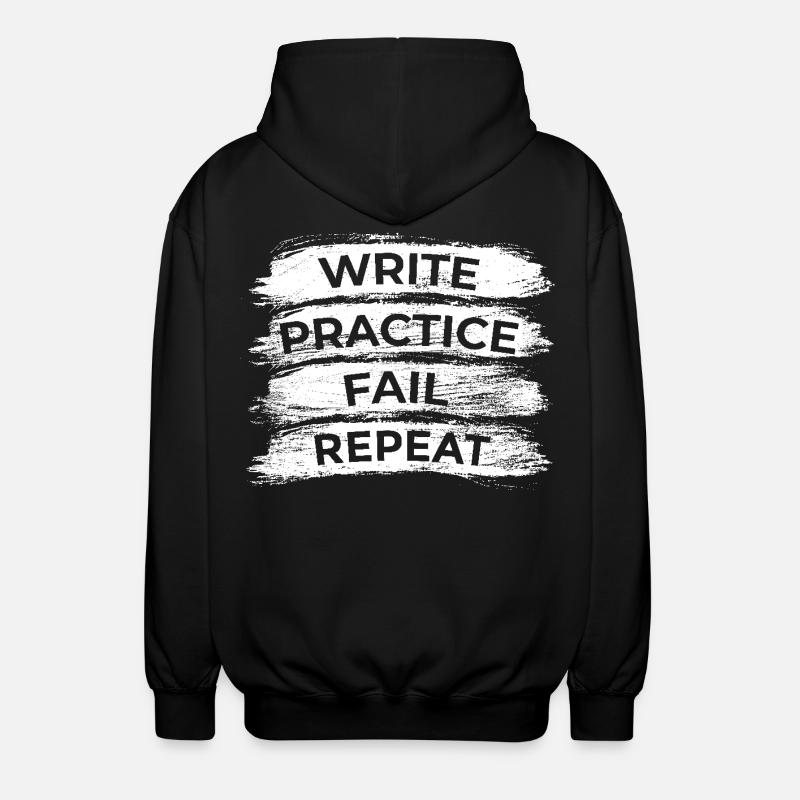 Writing Practice Fail Repeat - Unisex Hooded Jacket - black