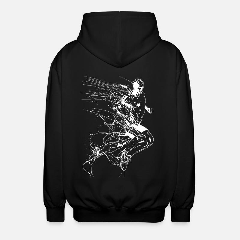 Dessin au trait de joggeur - Veste à capuche unisexe - noir