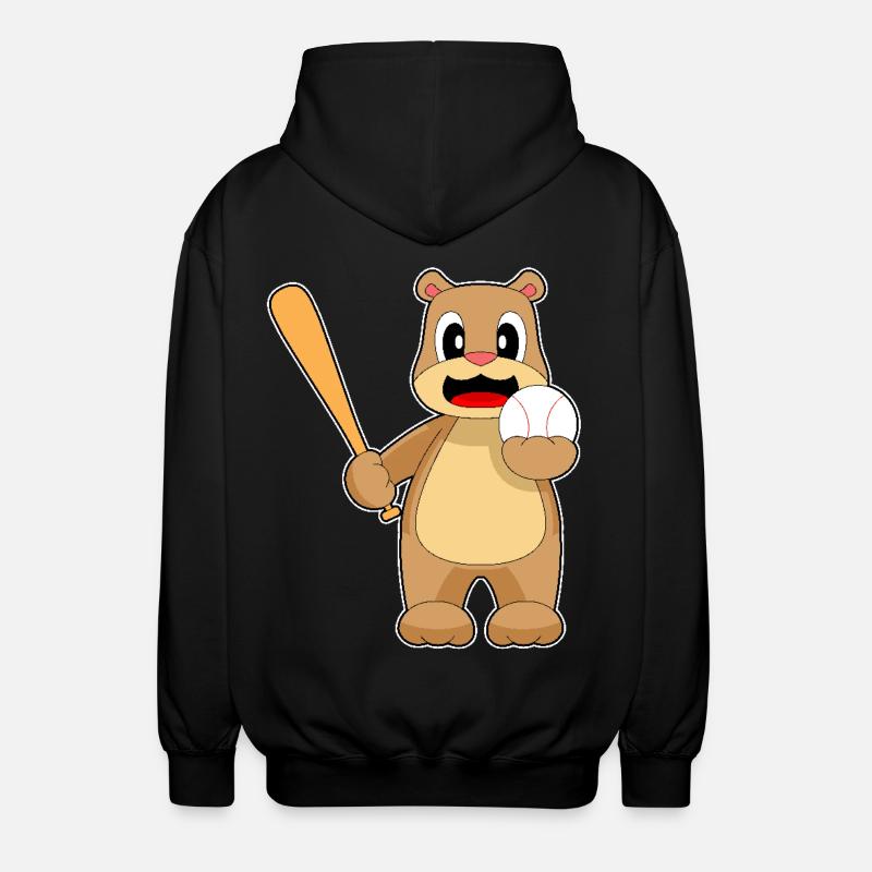 Bär Baseball Baseballschläger - Unisex Kapuzenjacke - Schwarz