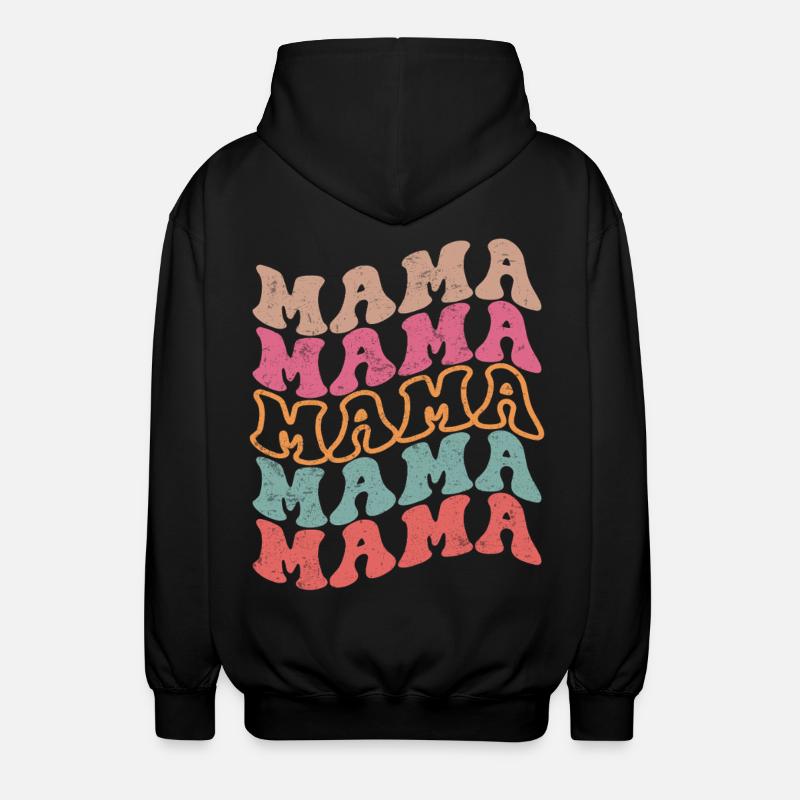 Retro Groovy Mama Text Pattern - Unisex Hooded Jacket - black