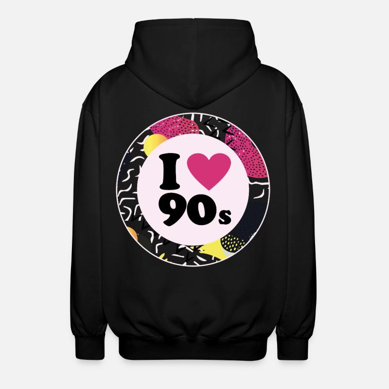 I ♥ 90s – Nostalgic retro design - Unisex Hooded Jacket - black