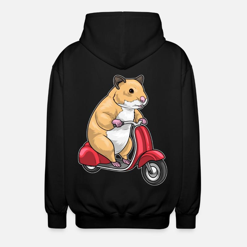 Hamster Motorroller - Unisex Kapuzenjacke - Schwarz