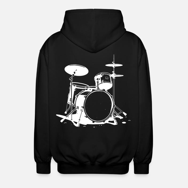 Drum Set Drawing - Unisex Hooded Jacket - black