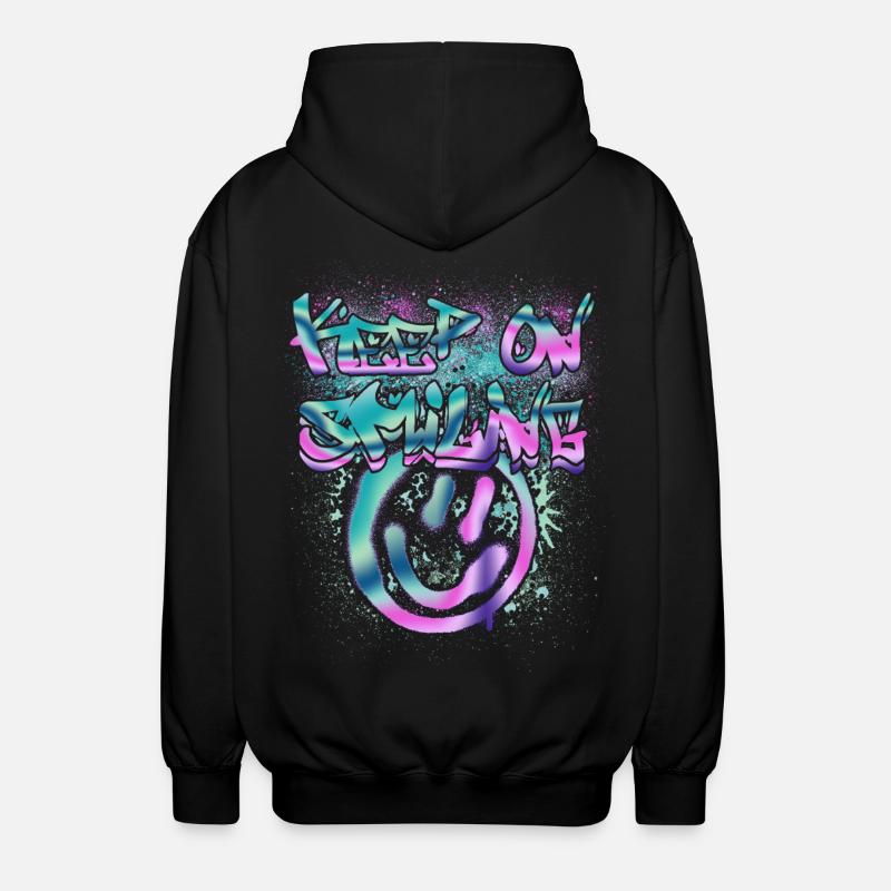 Smileys et texte phosphorescents - Veste à capuche unisexe - noir