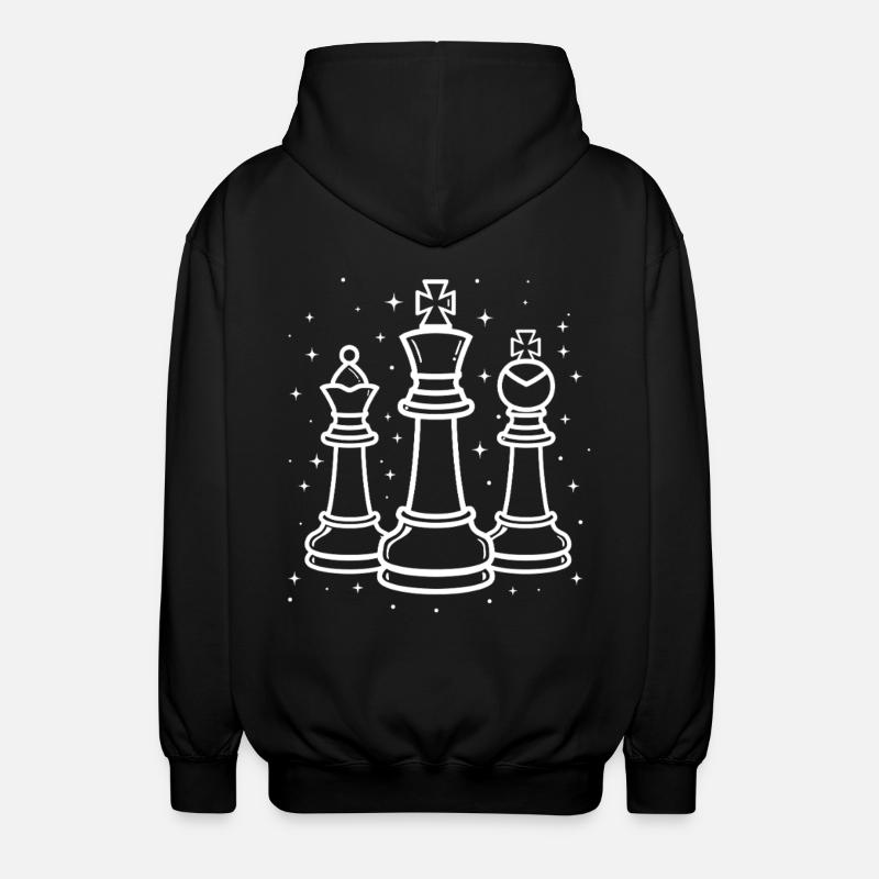 Chess Pieces Stroke Sketch - Unisex Hooded Jacket - black