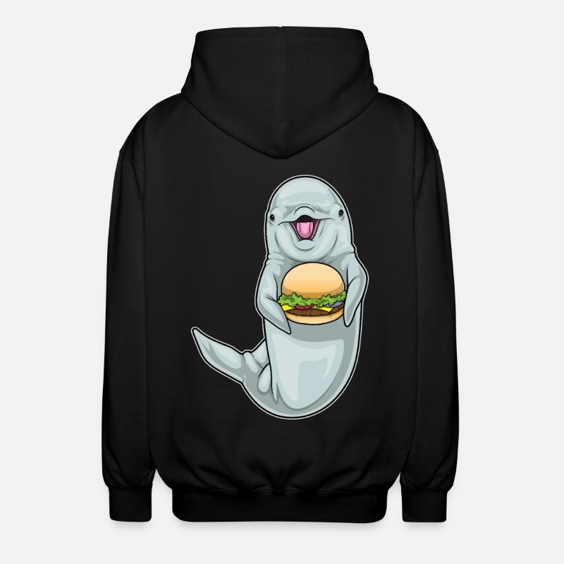 Dolphin Cheeseburger - Unisex Hooded Jacket - black