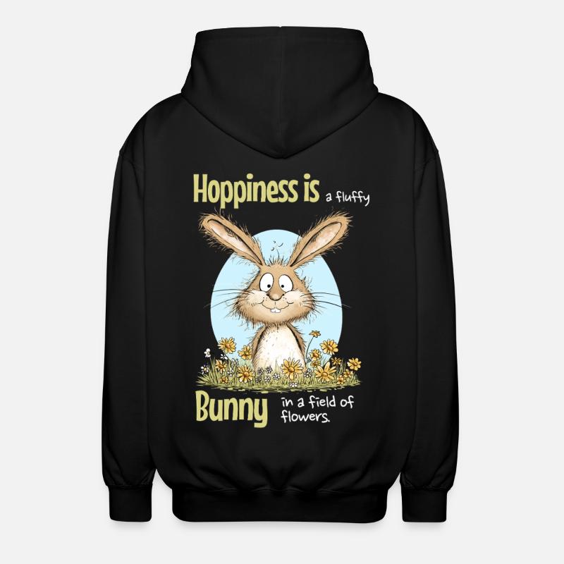 Bunny Easter Motif Saying Spring - Unisex Hooded Jacket - black