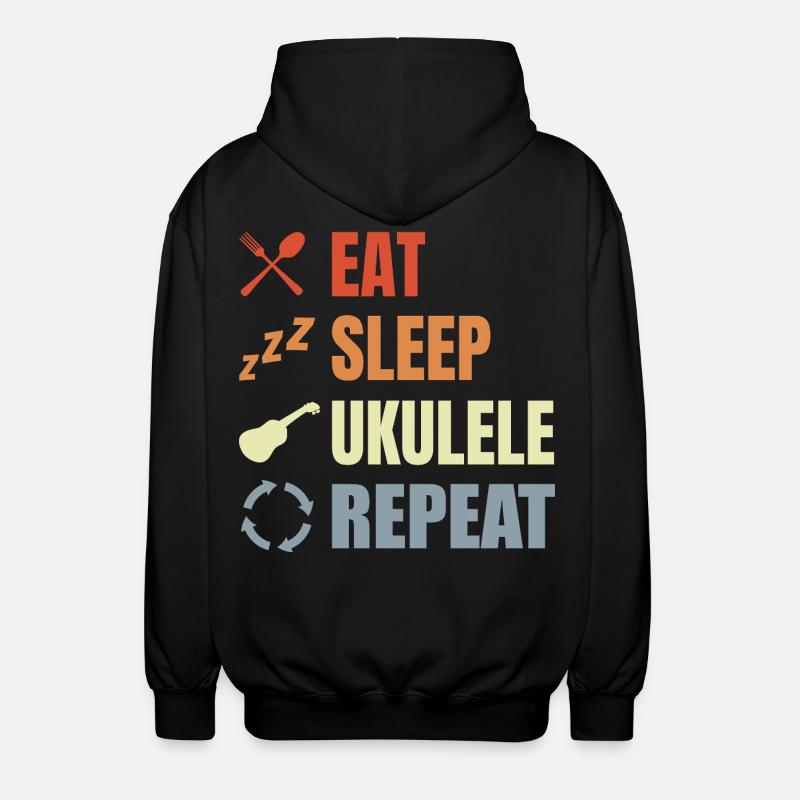 Manger dormir ukulélé répéter - Veste à capuche unisexe - noir