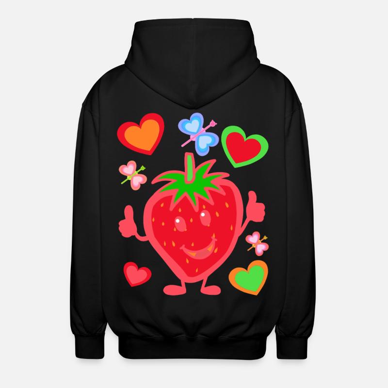 Erdbeere Erdbeer Kinder Kind Sommerzeit - Unisex Kapuzenjacke - Schwarz