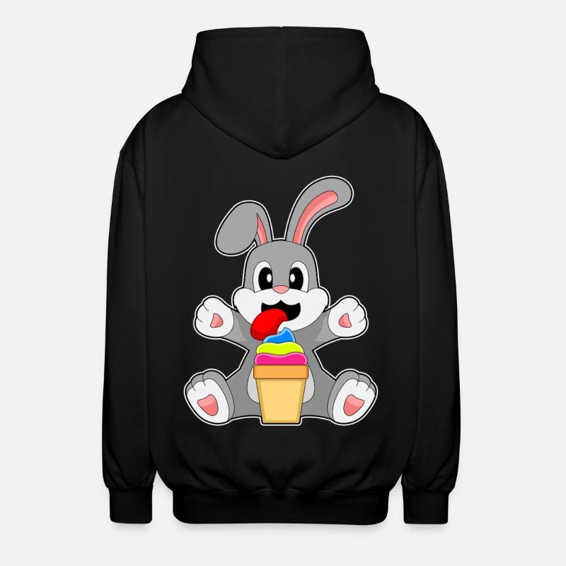 Hase Eisbecher - Unisex Kapuzenjacke - Schwarz