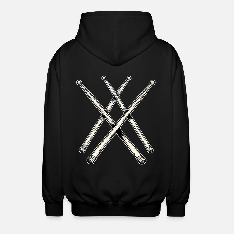 Drumsticks Line Art - Unisex Kapuzenjacke - Schwarz