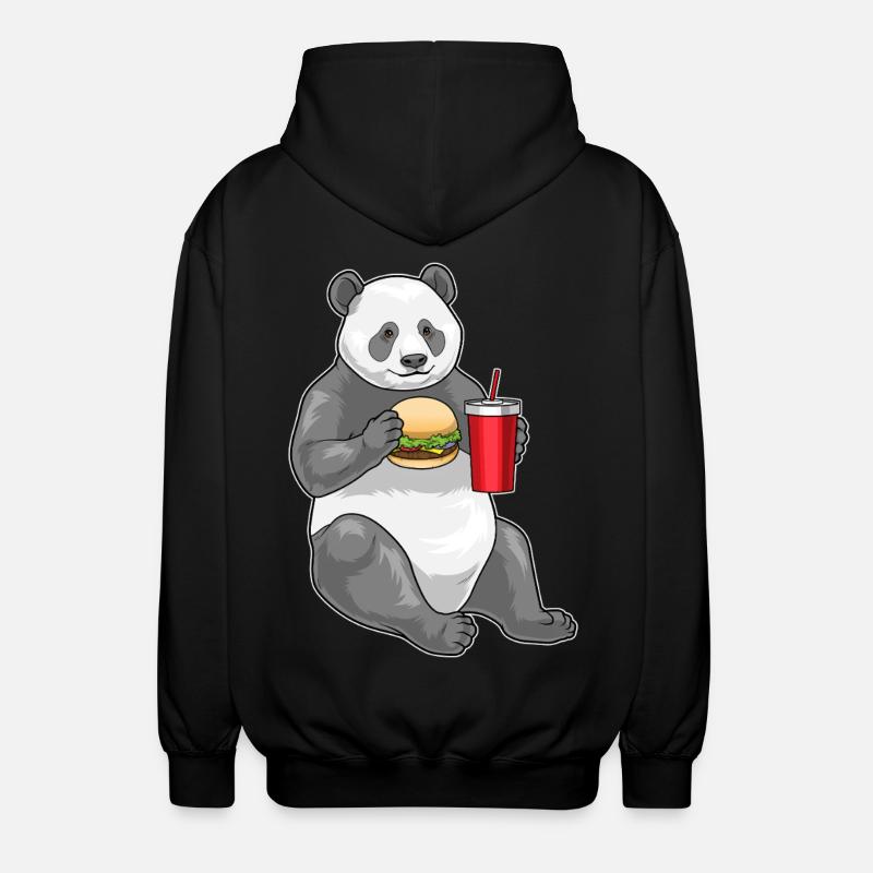 Panda Cheeseburger - Unisex Hooded Jacket - black