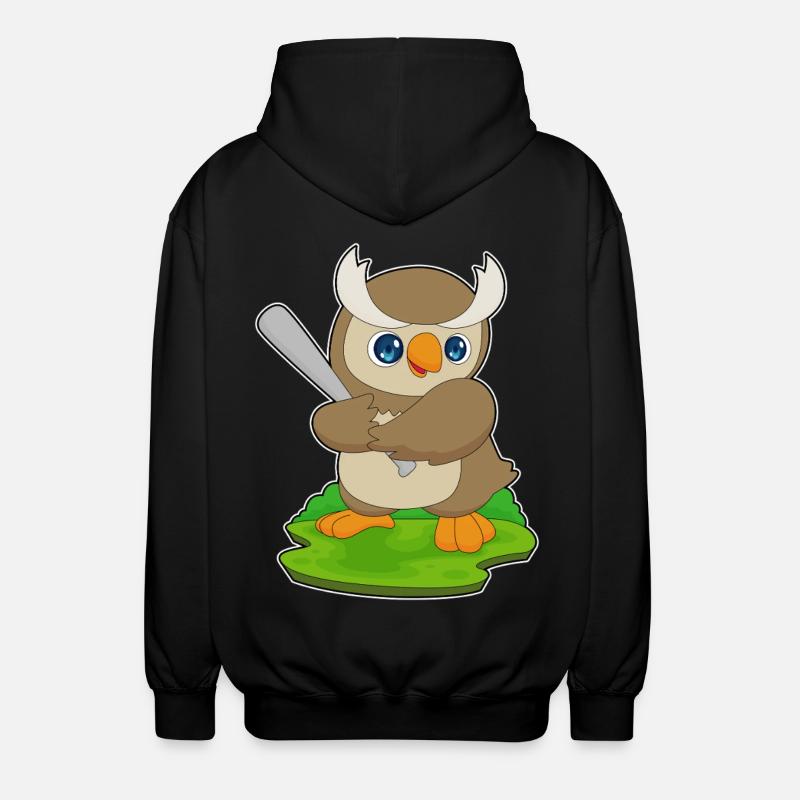 Eule Baseball Baseballschläger - Unisex Kapuzenjacke - Schwarz