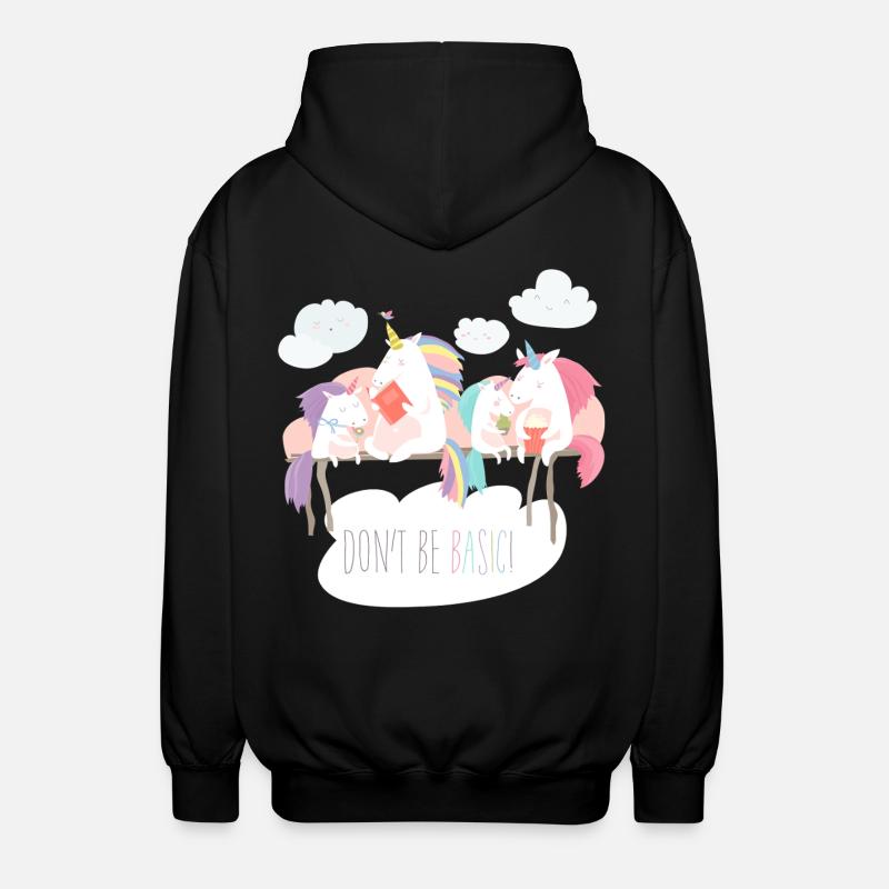 Einhorn don't be basic statement - Unisex Kapuzenjacke - Schwarz