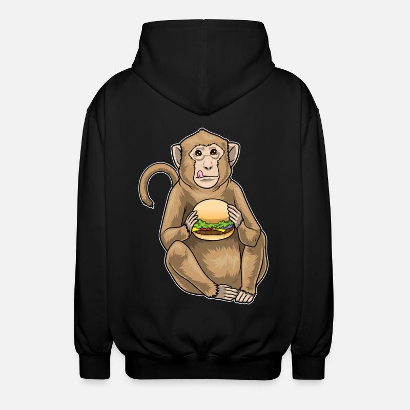 Affe Cheeseburger - Unisex Kapuzenjacke - Schwarz