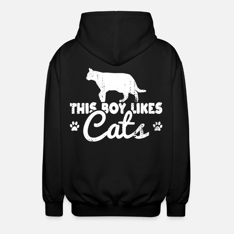 This boy likes cats - Unisex Hooded Jacket - black