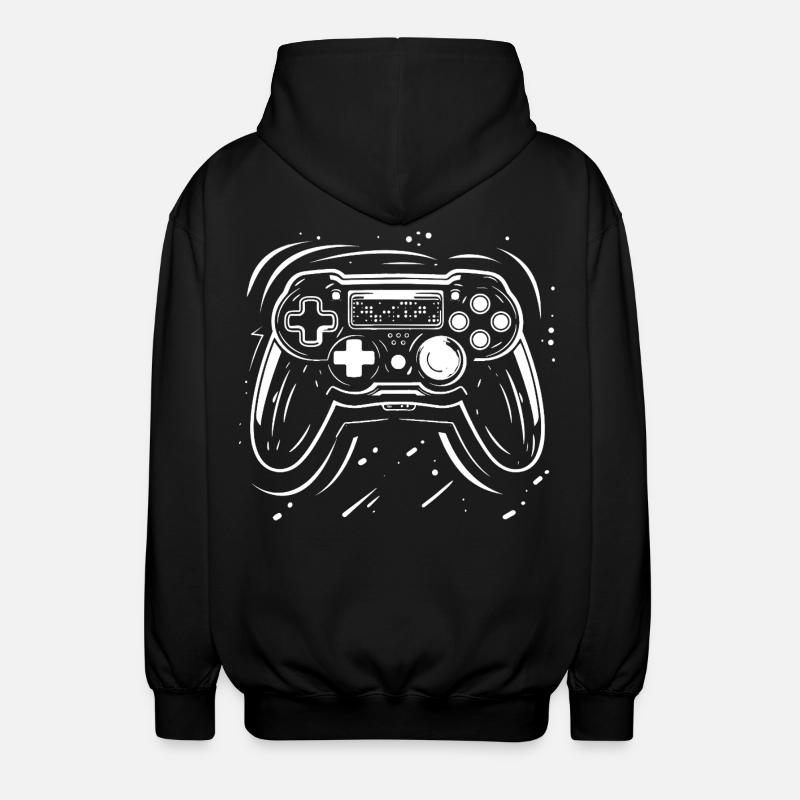 Gaming Controller Drawing - Unisex Hooded Jacket - black