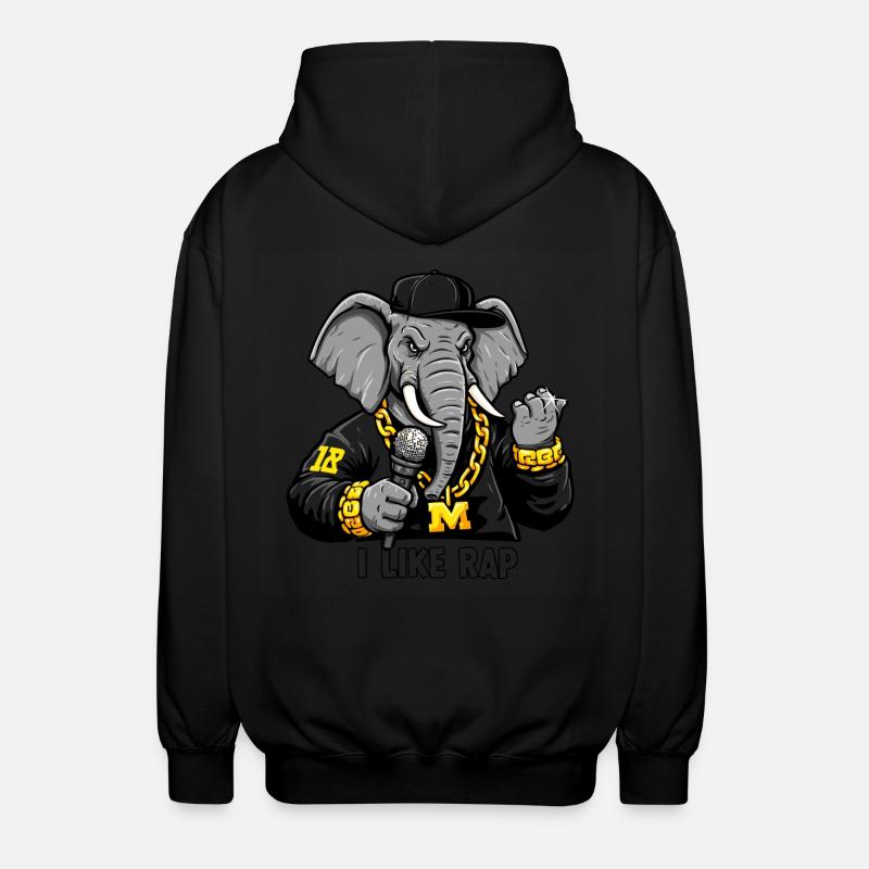 Elephant Rapper: Rap Style und Attitude! - Unisex Kapuzenjacke - Schwarz