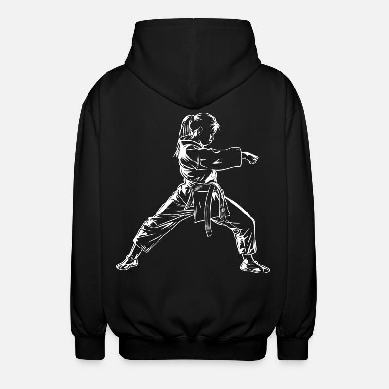 Karate Mädchen Skizze - Unisex Kapuzenjacke - Schwarz