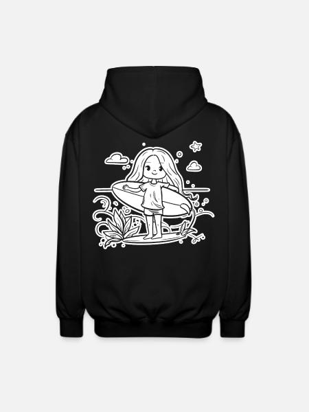 Surfeuse fille dessin animé - Veste à capuche unisexe - noir