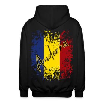 Drapeau d’Andorre, fierté andorrane - Veste à capuche unisexe - noir - Dos - AI Model Male 185 light (185cm)