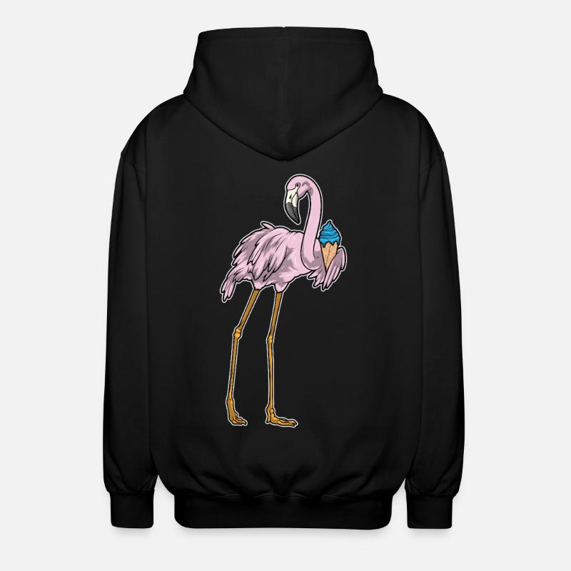 Flamingo Waffle Cream - Unisex Hooded Jacket - black