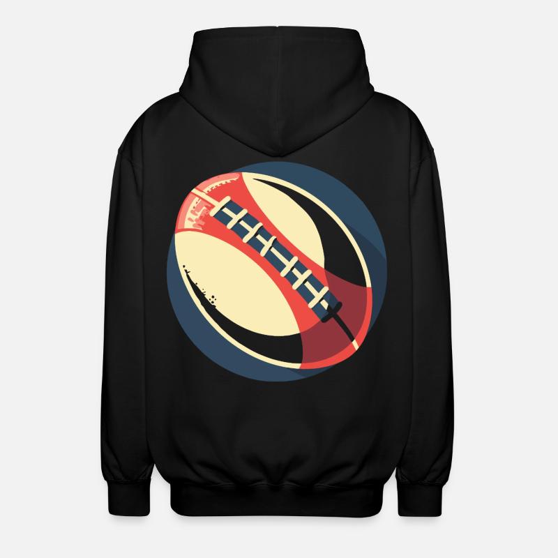 Graphique du ballon de rugby - Veste à capuche unisexe - noir