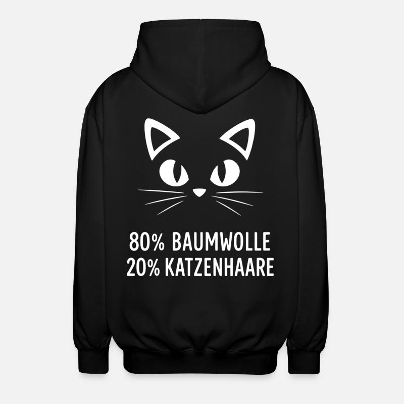 80% Baumwolle 20% Katzenhaar - Unisex Kapuzenjacke - Schwarz