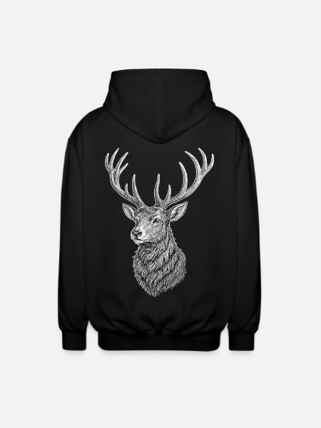 Deer - Unisex Hooded Jacket - black