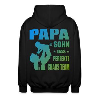 Papa und Sohn Das perfekte Chaos Team Geschenk - Unisex Kapuzenjacke - Schwarz - Hinten - AI Model Male 185 light (185cm)