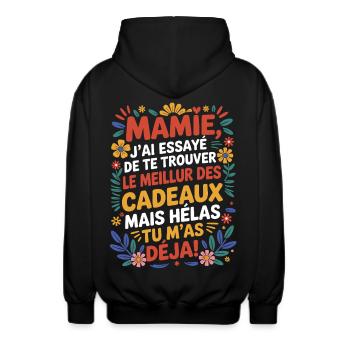 Oma Geschenk Muttertag 2026 Humor Blume - Unisex Kapuzenjacke - Schwarz - Hinten - AI Model Male 185 light (185cm)