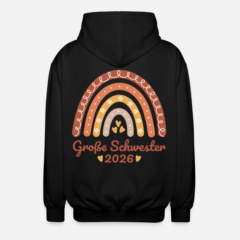 Große Schwester 2026 Regenbogen - Unisex Kapuzenjacke - Schwarz