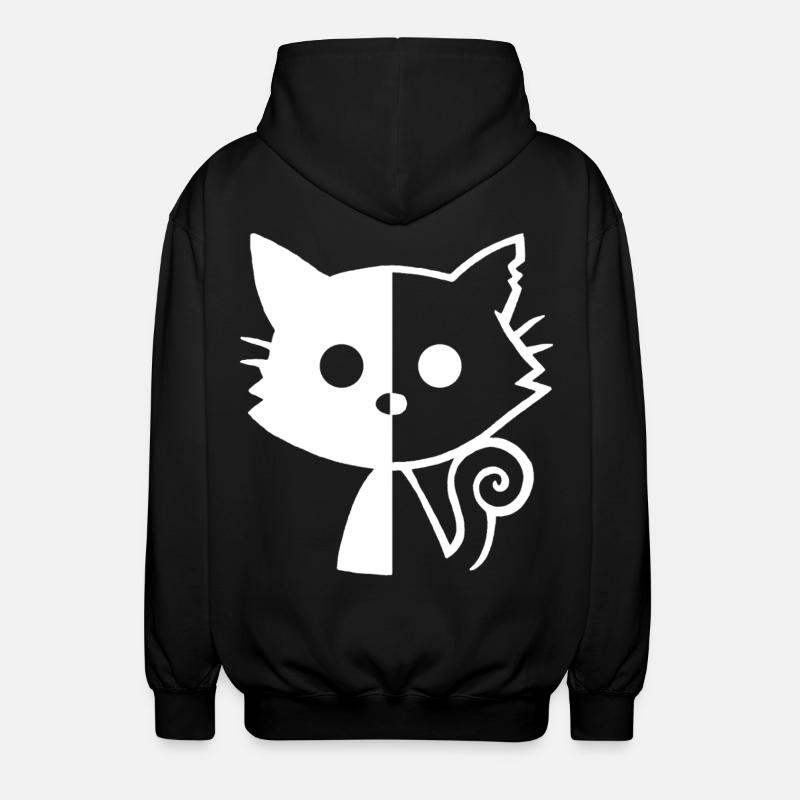 White Kitten Yin and Yang - Unisex Hooded Jacket - black
