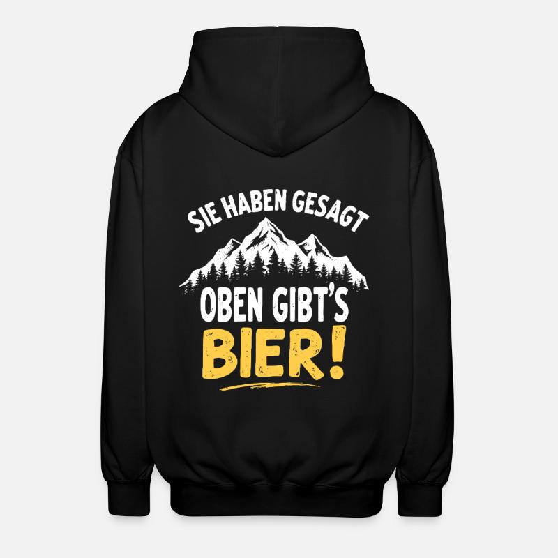 Wandern Oben gibt´s Bier - Unisex Kapuzenjacke - Schwarz