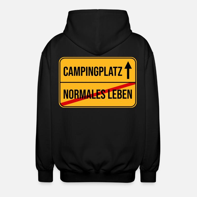 Campingplatz Warnhinweis Design - Unisex Kapuzenjacke - Schwarz