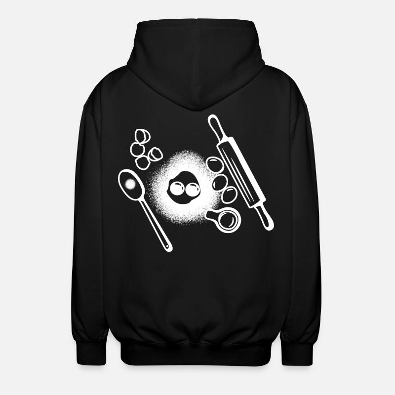 Baking Ingredients Drawing - Unisex Hooded Jacket - black