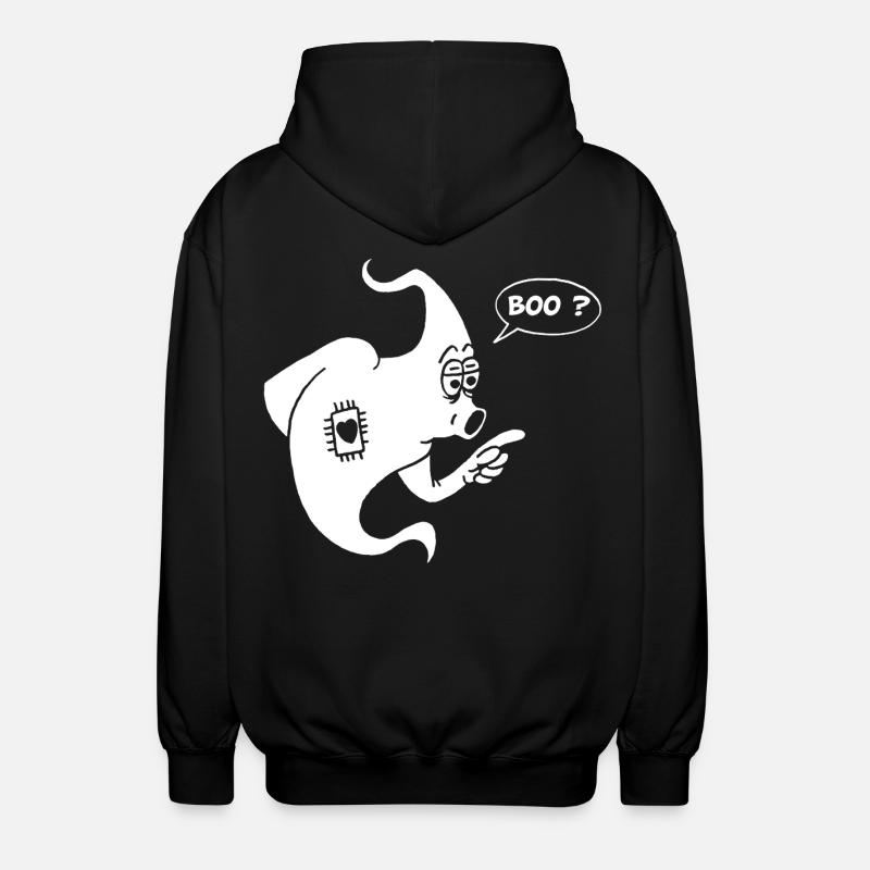 Fun White Ghost - Unisex Hooded Jacket - black