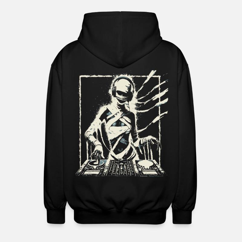 Futuristic DJ with Glitch Effects. - Unisex Hooded Jacket - black