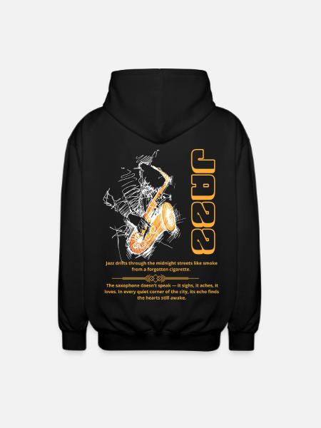 Jazz drifts through the midnight streets like a dragon - Unisex Hooded Jacket - black