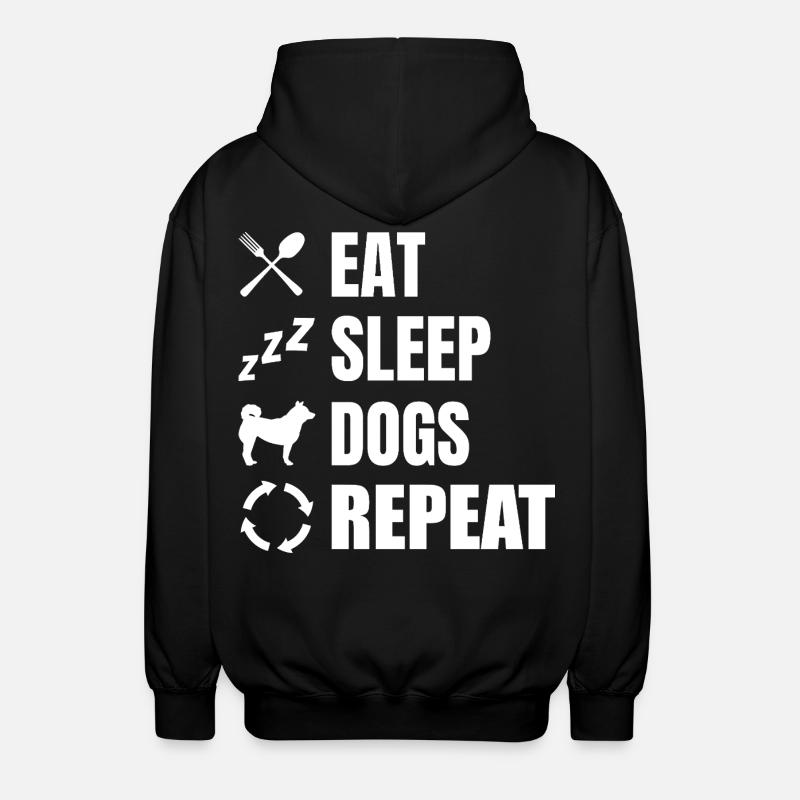 Manger dormir chiens répéter - Veste à capuche unisexe - noir
