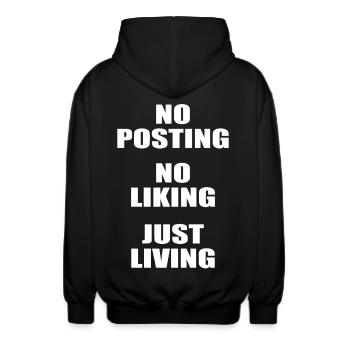 No posting no liking just living Anti social media - Unisex Kapuzenjacke - Schwarz - Hinten - AI Model Male 185 light (185cm)