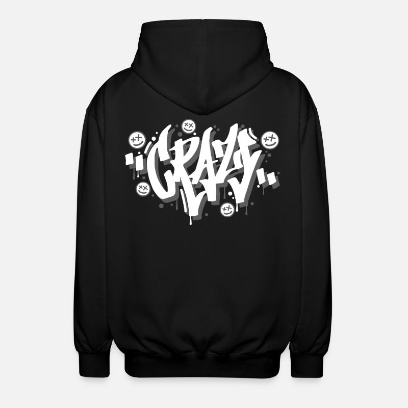 Verrücktes Graffiti-Buchstaben-Design - Unisex Kapuzenjacke - Schwarz