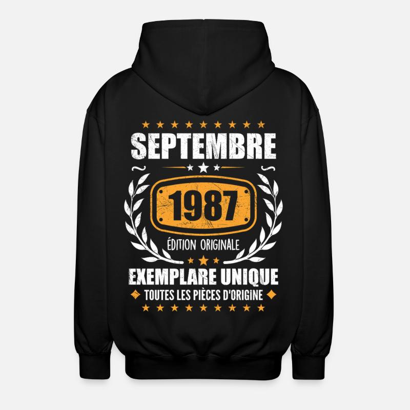 September 1987 Unikat - September 1987 - Unisex Kapuzenjacke - Schwarz